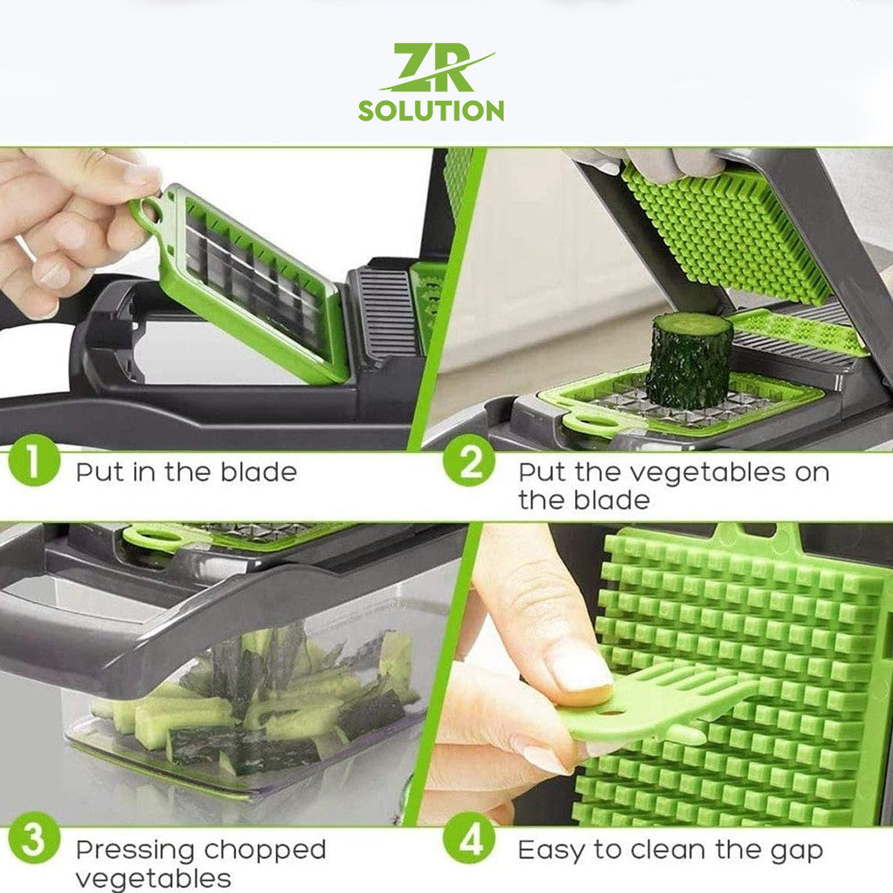 Vegetable Chopper Dicer Slicer 14-in-1 Salad Fruits Mandolin Foods Cutter Peeler