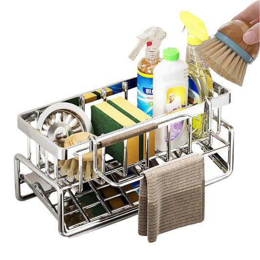 Kitchen Sink Caddy Basket Stainless steel Drain Rack Sponge Dishcloth Holder