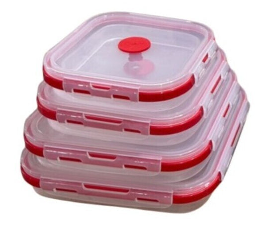 Silicone Collapsible Lunch Box Foldable Food Storage Container with Airtight Lid