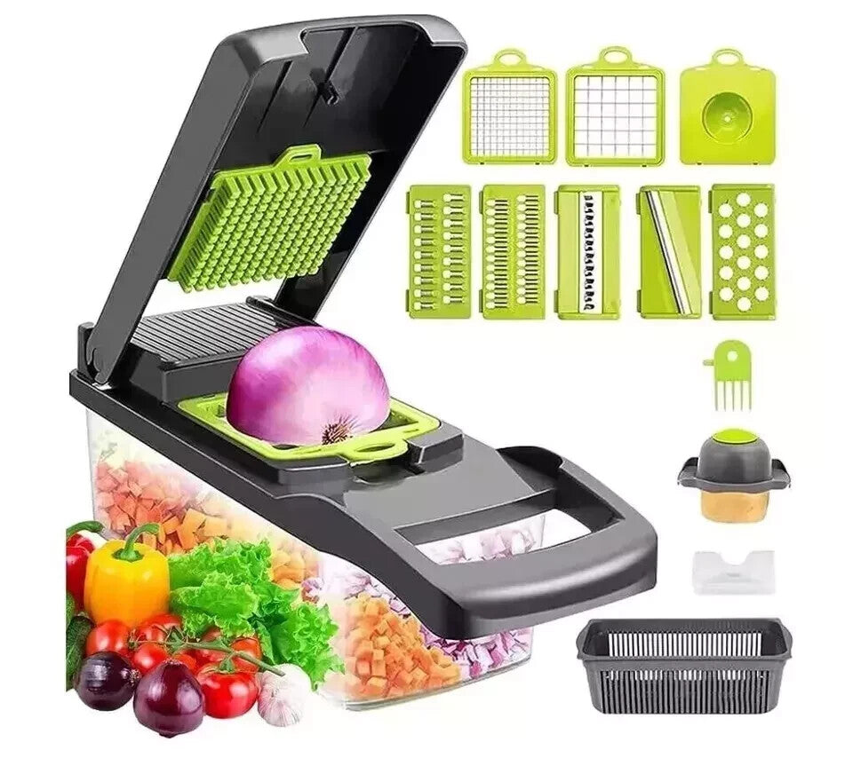 Vegetable Chopper Dicer Slicer 14-in-1 Salad Fruits Mandolin Foods Cutter Peeler