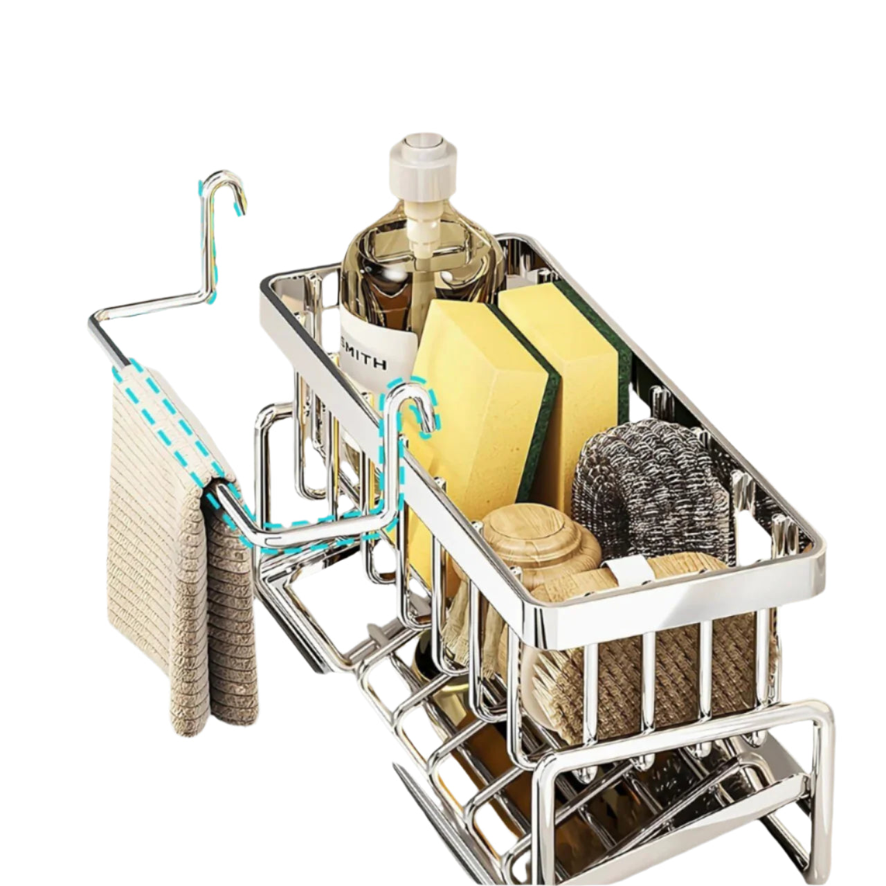 Kitchen Sink Caddy Basket Stainless steel Drain Rack Sponge Dishcloth Holder