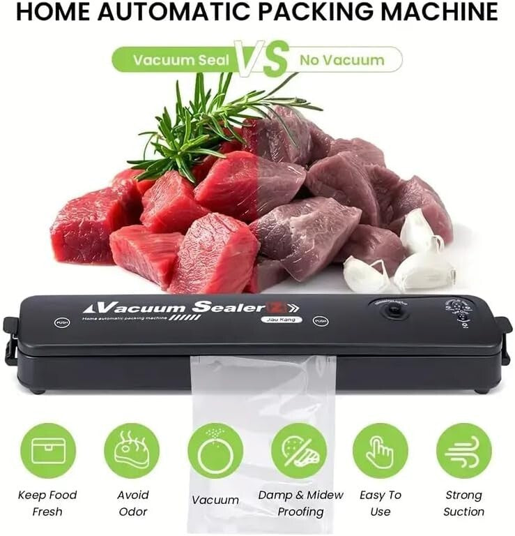 Food Vacuum Sealer Automatic Storage Sealing Dry/Wet Pack Machine 10x Saver Bags