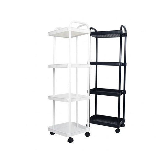 4 Layer Bookshelf Storage Trolley Mobile Kitchen Organizer Cart With Wheels