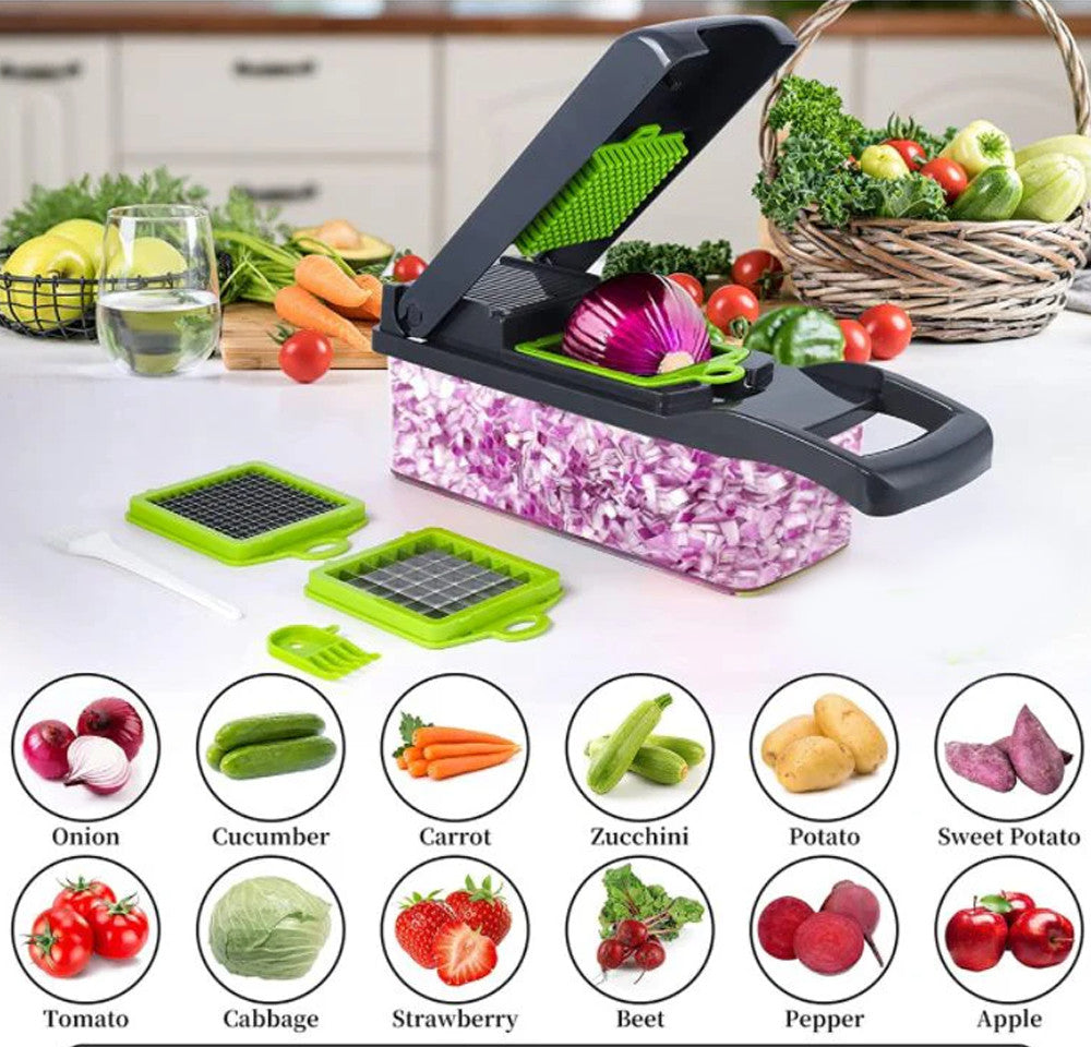 Vegetable Chopper Dicer Slicer 14-in-1 Salad Fruits Mandolin Foods Cutter Peeler