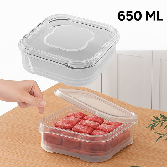 Plastic Food Storage Container With Lid Airtight Strong Non-Leak Reusable 650ml
