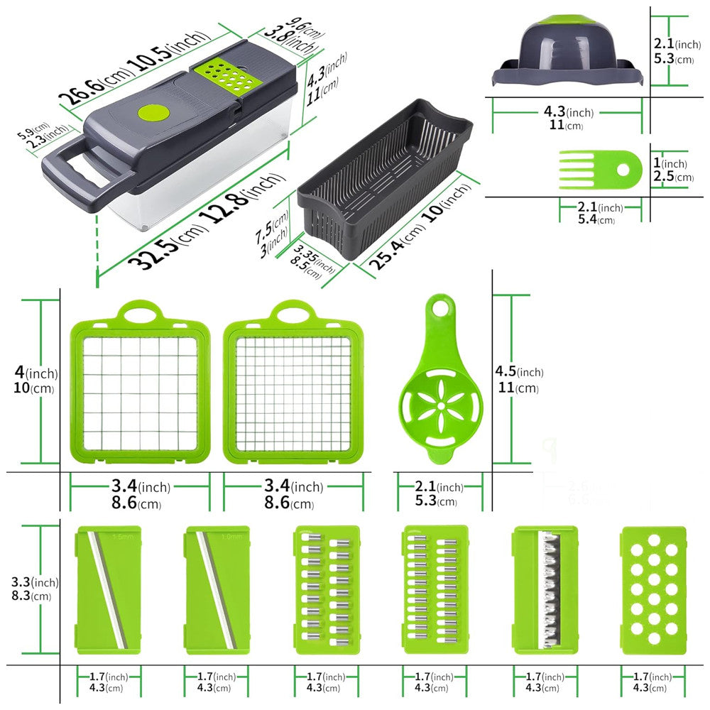 Vegetable Chopper Dicer Slicer 14-in-1 Salad Fruits Mandolin Foods Cutter Peeler