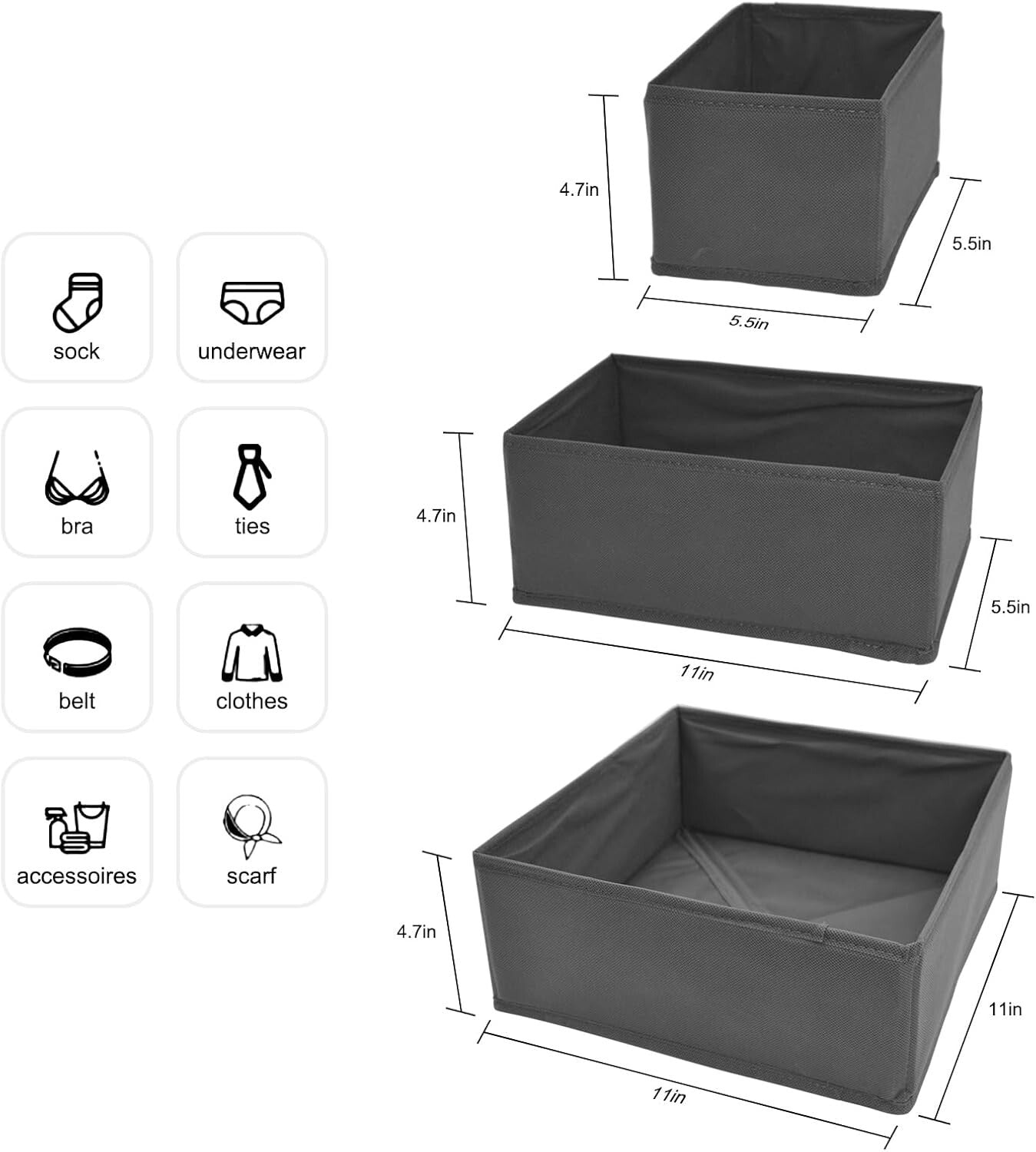 6Pcs Baby Clothes Drawer Organiser  Bedroom Draw Divider for Underwear Storage