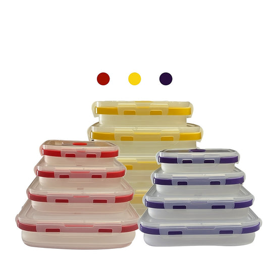 Silicone Collapsible Lunch Box Foldable Food Storage Container with Airtight Lid